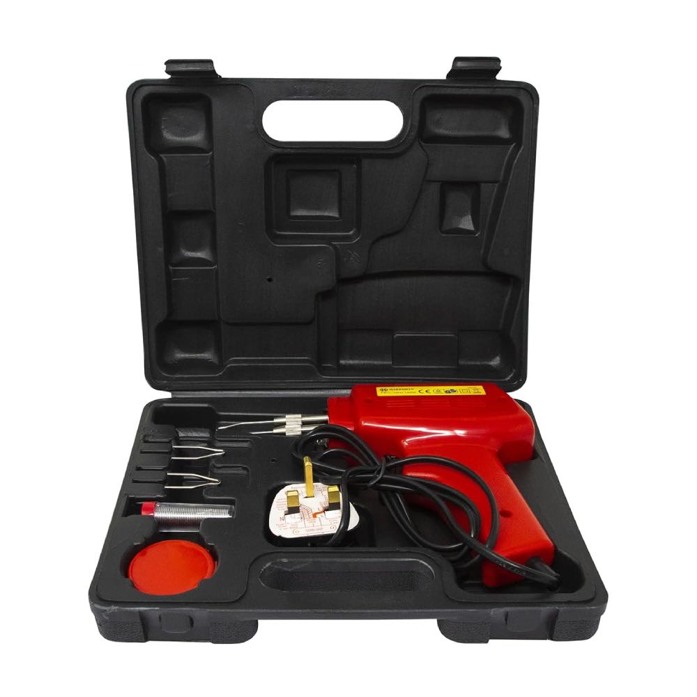 100W Electric Soldering Gun Kit with Tips, Solder, Flux & Storage Case