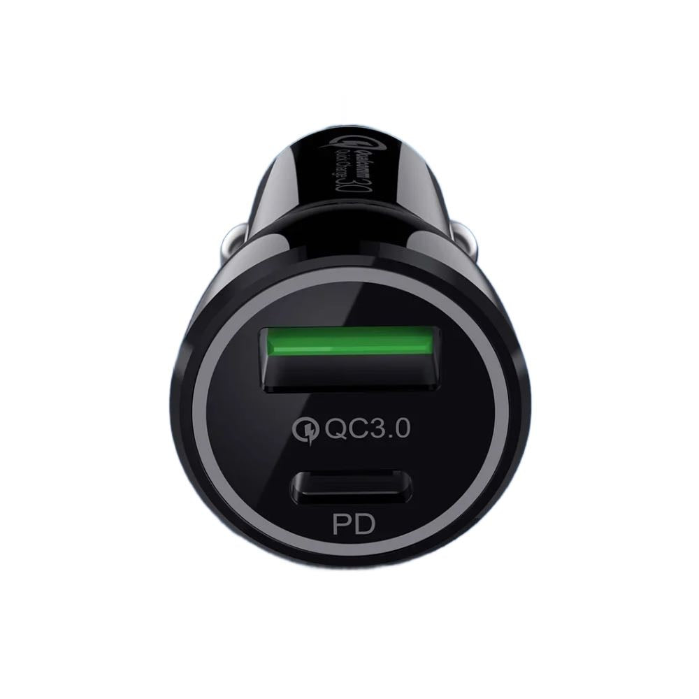 12V Dual-Port USB-C & USB Car Charger with Fast Charging