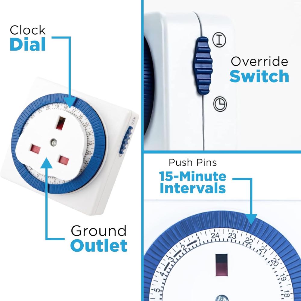 13A Plug-In 24 Hour Mechanical Segment Timer Switch (Multi-Pack Options)