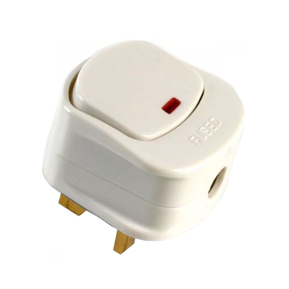 13A Switched Mains Plug with Red Neon Indicator