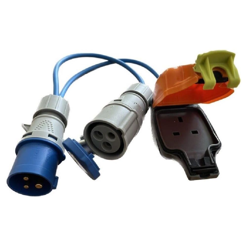 16A Plug to 16A Socket & 13A Waterproof Socket 2 Way Splitter Mains Hook Up 240V