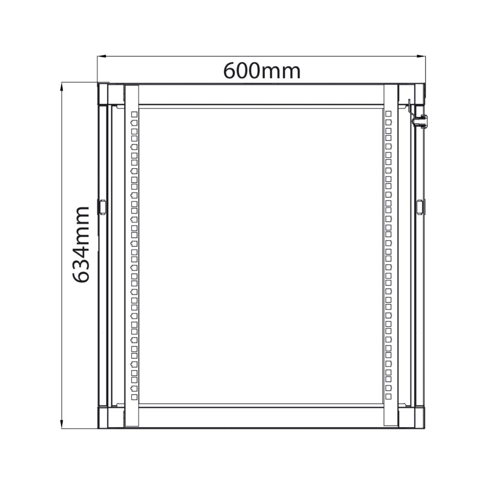 19" Rack Cabinet with Lockable Front Door – 12U – 600mm Depth