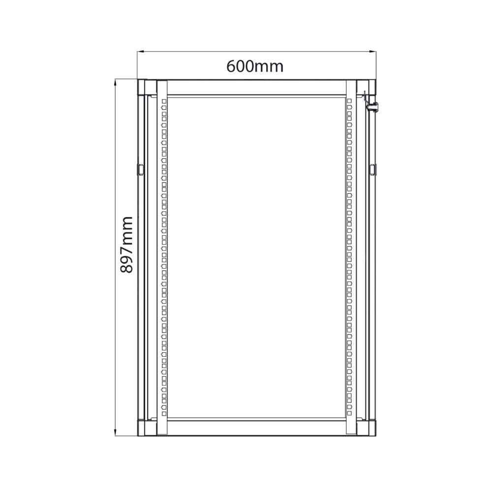 19" Rack Cabinet with Lockable Front Door – 18U – 600mm Depth