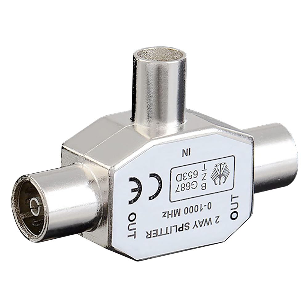2-Way TV & FM Coaxial Aerial Y Splitter with Aluminium Housing