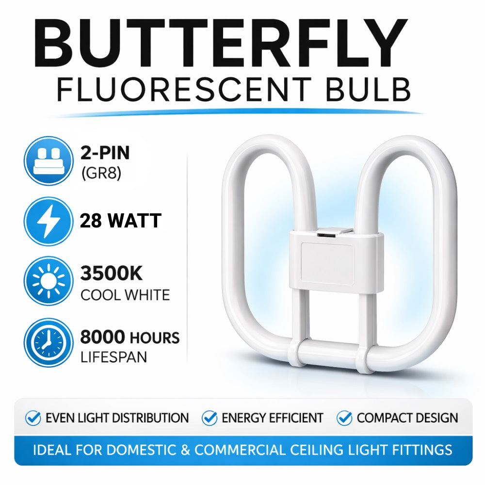 2D Compact Fluorescent Lamp 2-Pin / 4-Pin – 16W 28W 38W – 3500K (Cool White)