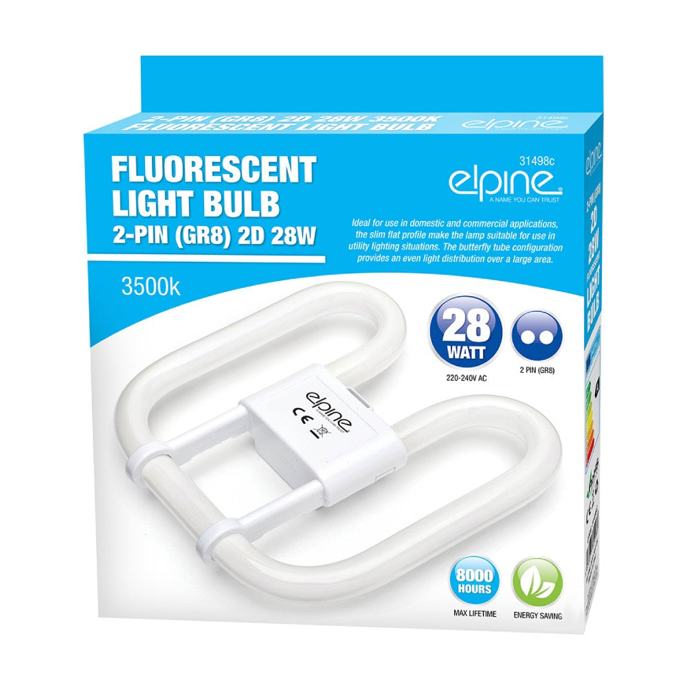 2D Compact Fluorescent Lamp 2-Pin / 4-Pin – 16W 28W 38W – 3500K (Cool White)