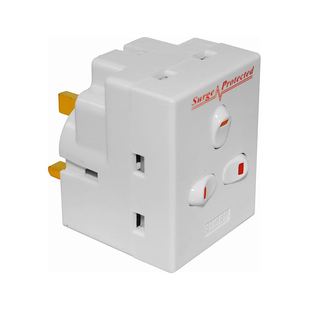 3 way switched surge protected 13A adaptor