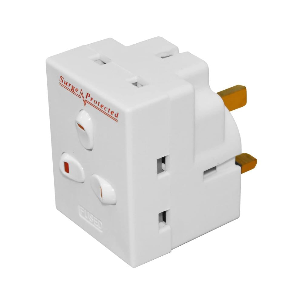 3 Way Switched Surge Protected 13A Mains Adapter Block