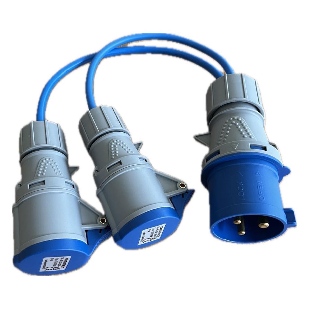 32A Plug to 2 x 16A Sockets 2 Way Splitter Generator, Power Distribution Units 240V