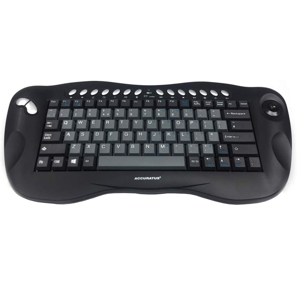 ACCARATUS Toughball 2 Wireless Multimedia Ergonomic Keyboard with Optical Trackball (Black)