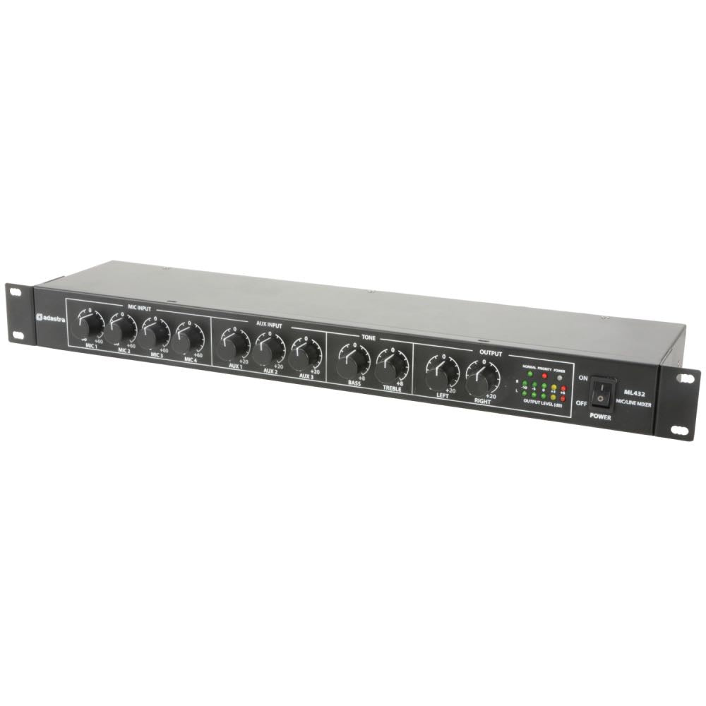 Adastra 1U 4-Input Mic/Line Rack Mixer