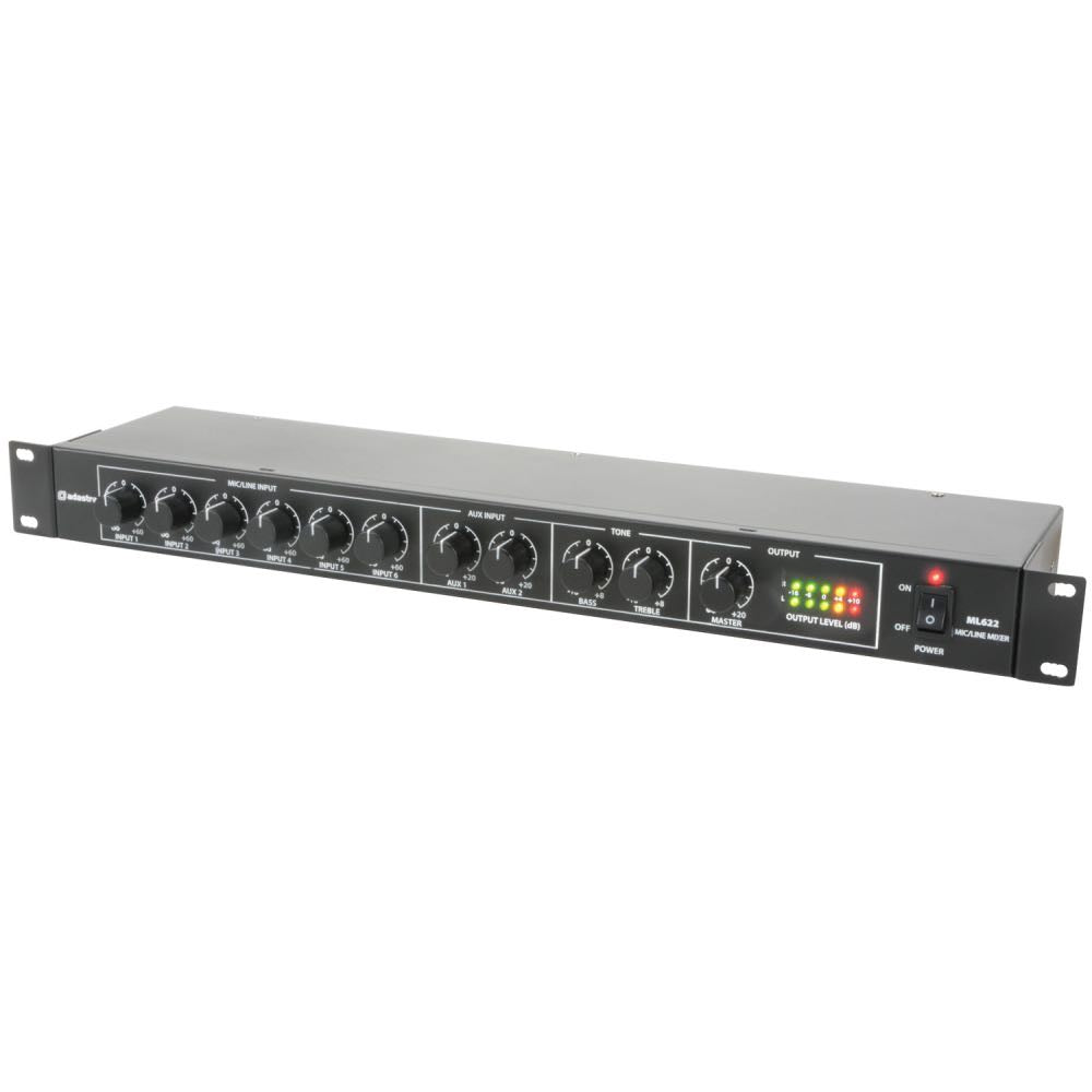 Adastra 1U 6-Input Mic/Line Rack Mixer
