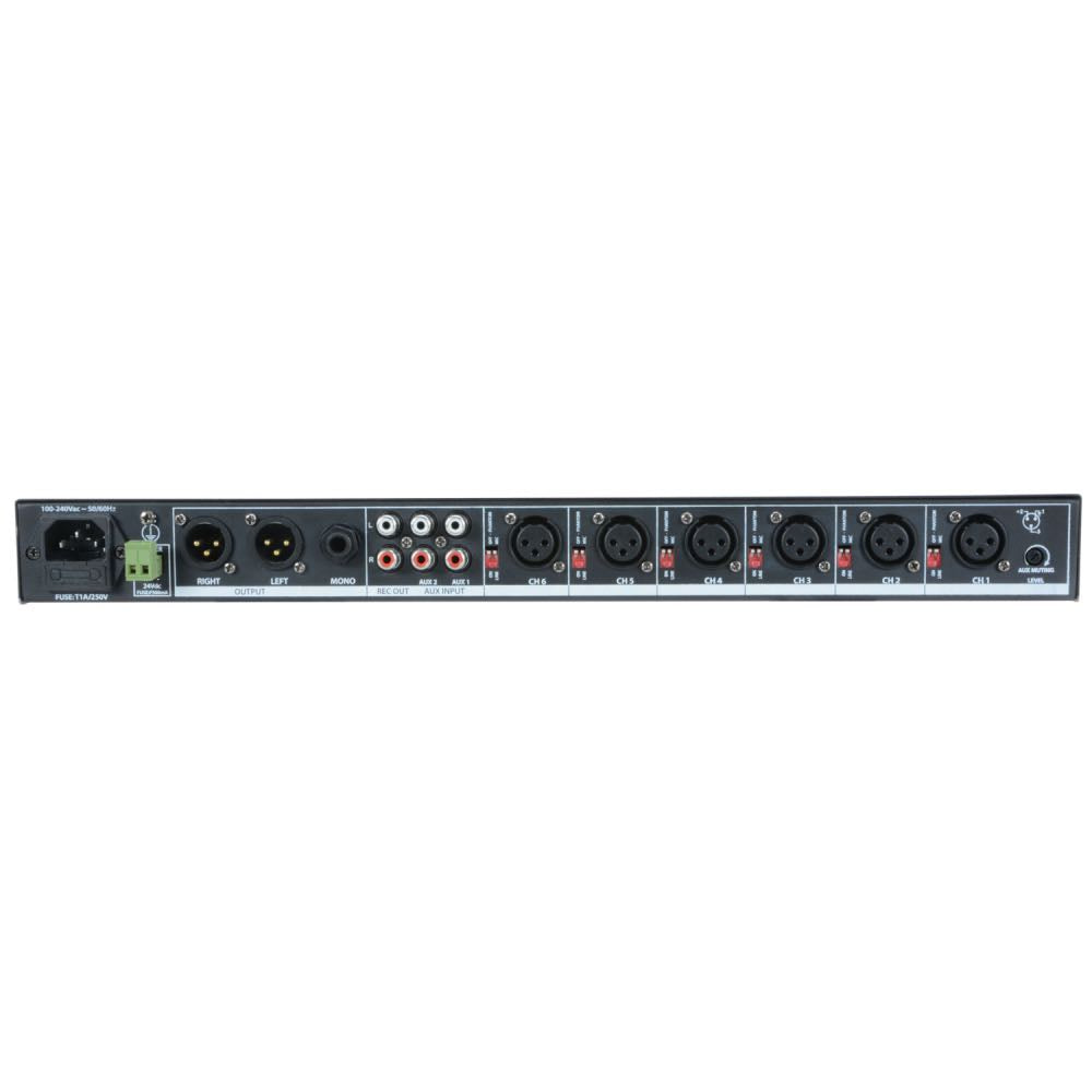 Adastra 1U 6-Input Mic/Line Rack Mixer