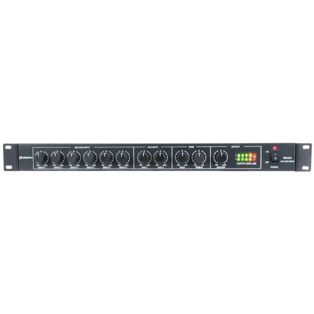 Adastra 1U 6-Input Mic/Line Rack Mixer