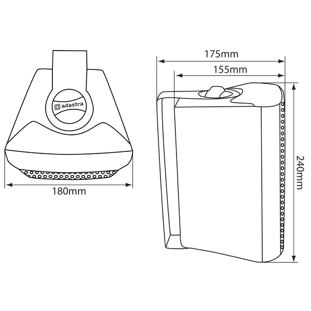 Adastra 5.25 Inch 2-Way Active Stereo Speakers in Black and White Dimensions