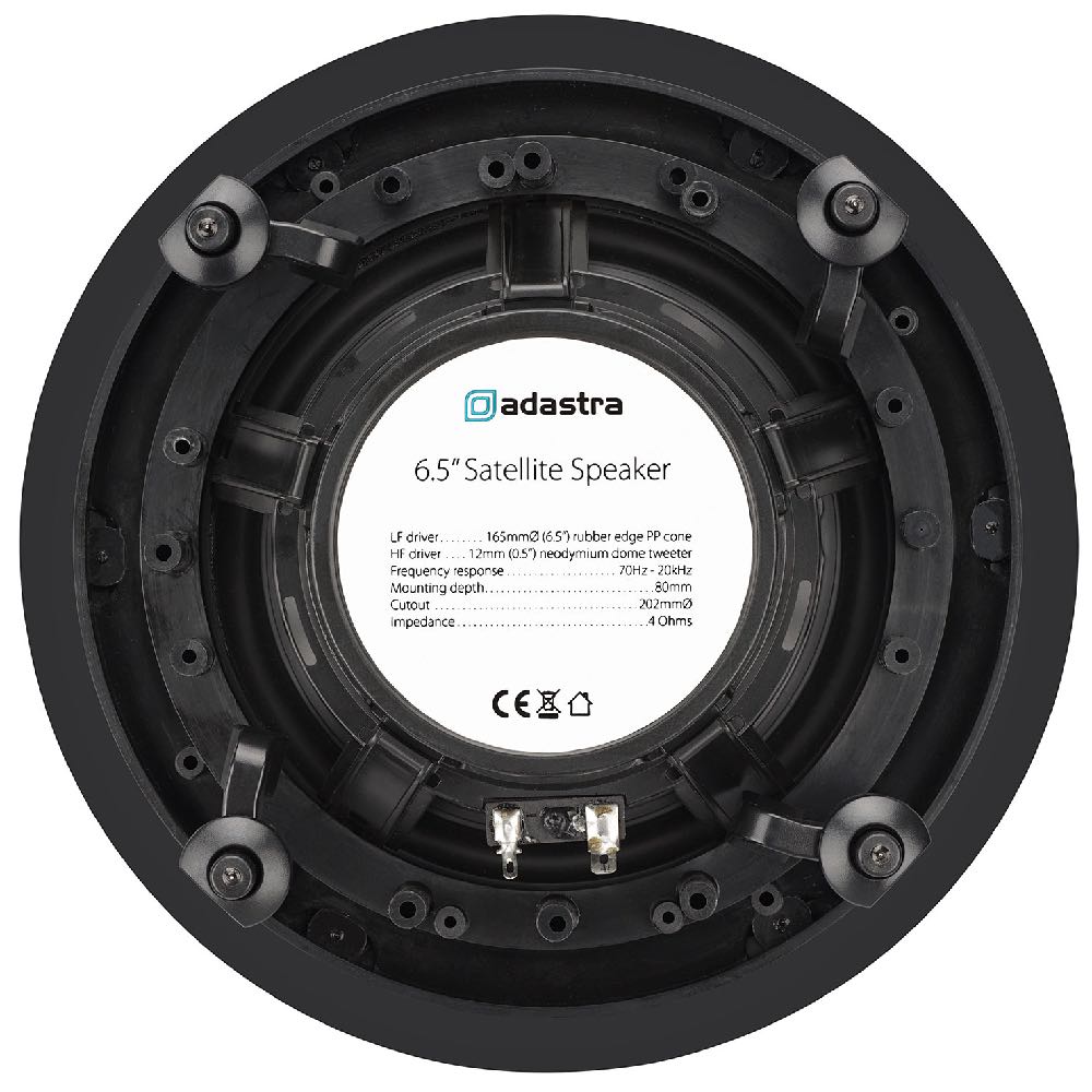 Adastra Bluetooth Full Range Panel Mount White Ceiling Speakers 6.5 Inch Satellite Component