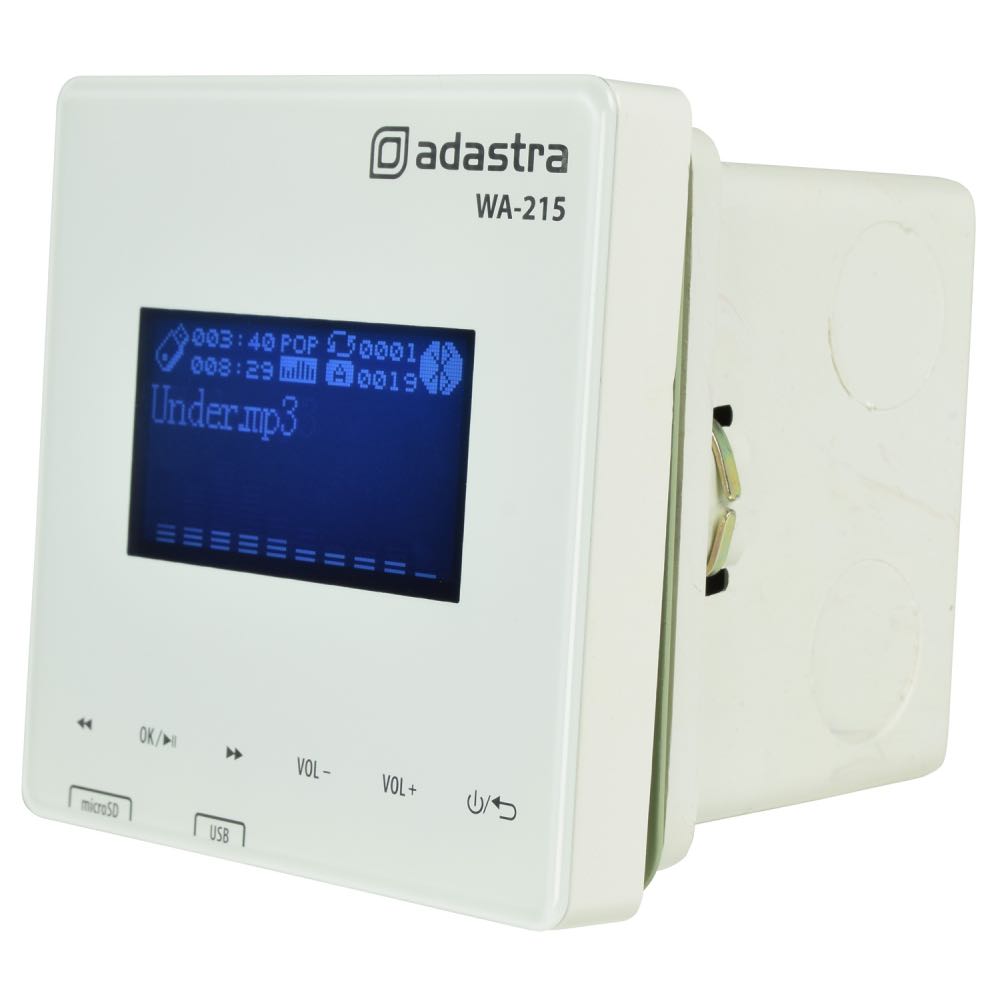 Adastra Bluetooth In-Wall Amplifier with Media Player, USB, MicroSD Ports & Remote Control