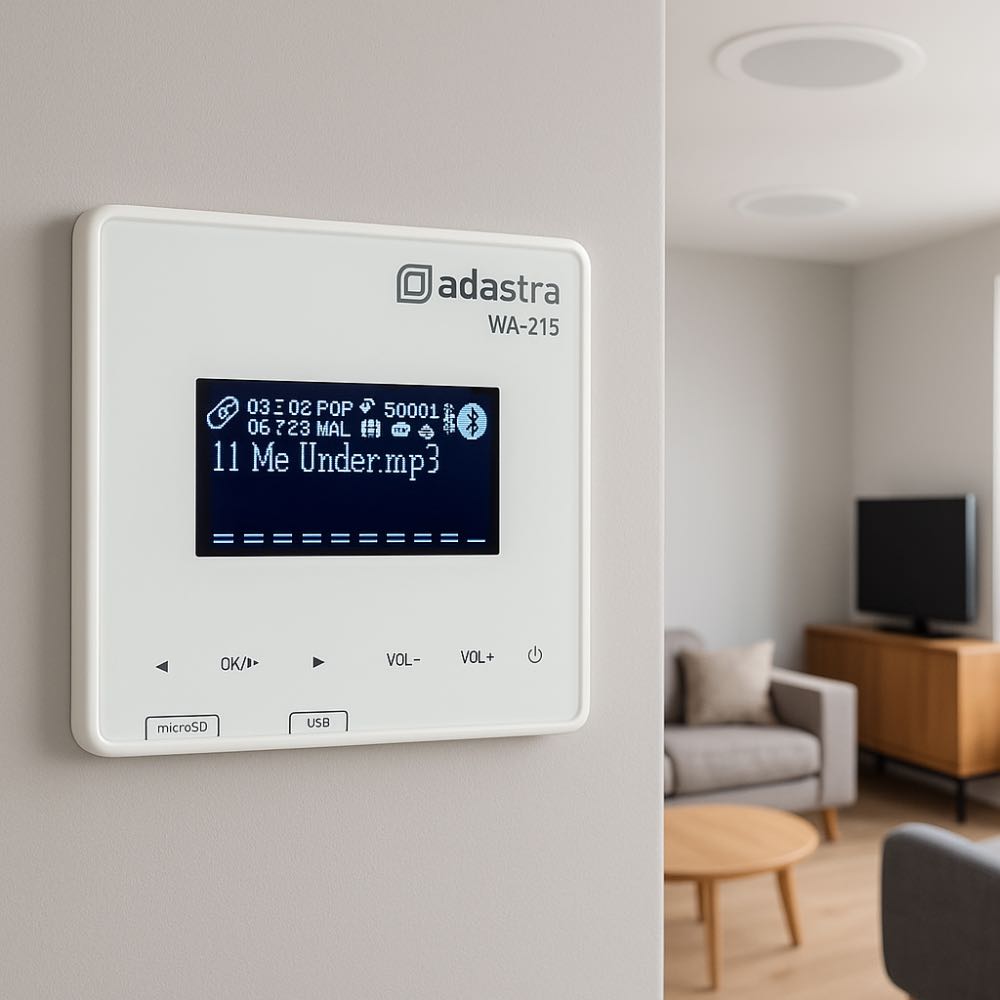 Wall Mount In-Wall Bluetooth Amplifier with Media Player for Home Entertainment