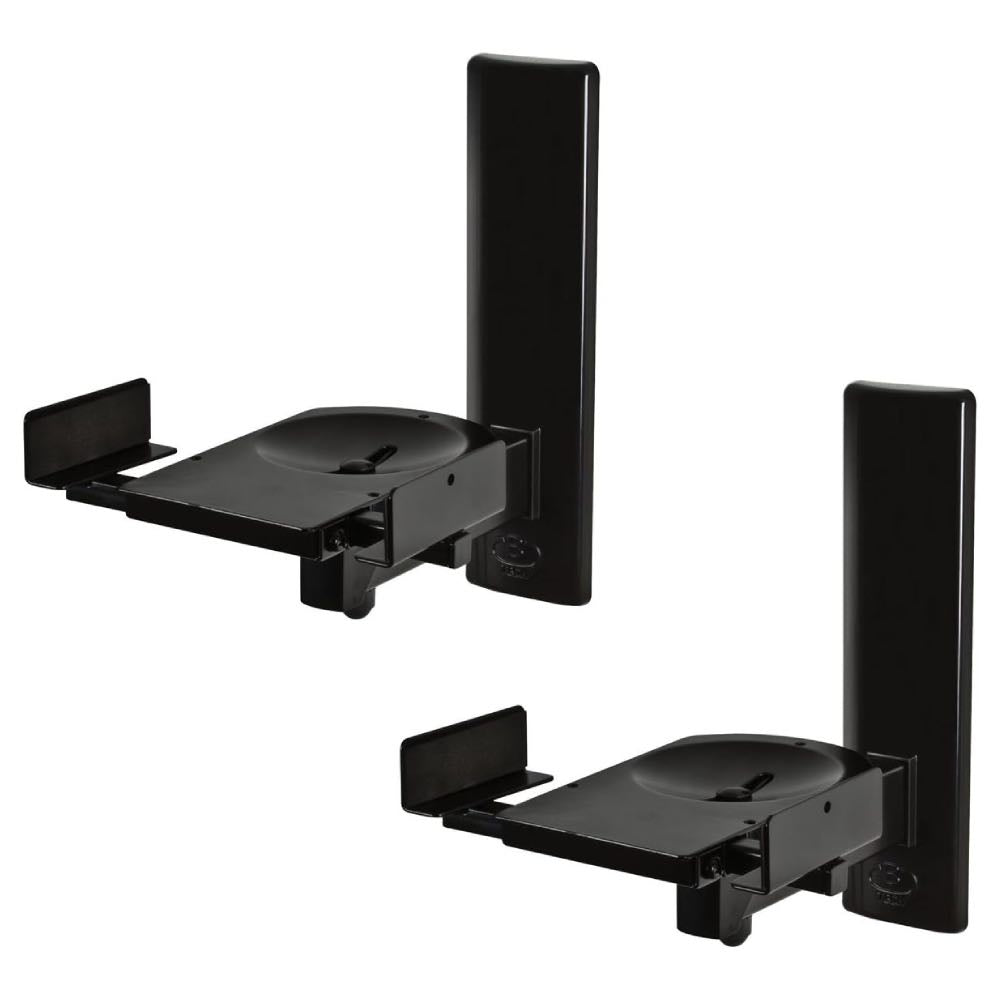 Adjustable Speakers Wall Brackets with Tilt & Swivel (Pair) in Black