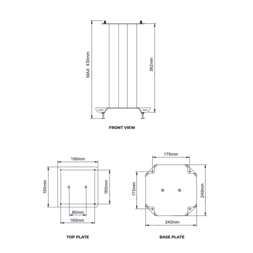 Atlas Speaker Floor Stands in Black - 40cm Dimensions