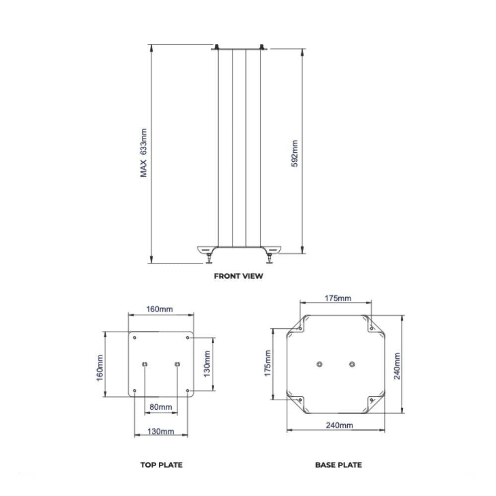 Atlas Speaker Floor Stands in Black - 60cm Dimensions