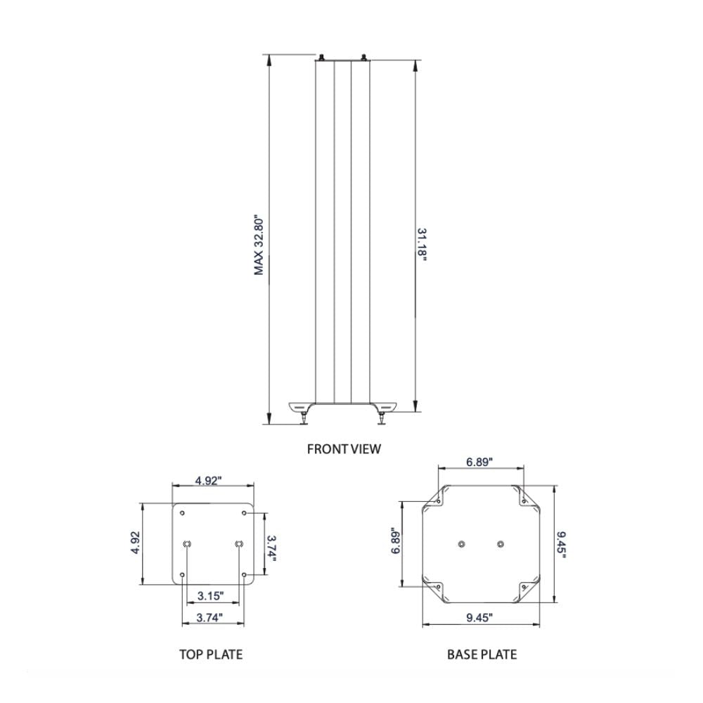Atlas Speaker Floor Stands in Black - 80cm Dimensions