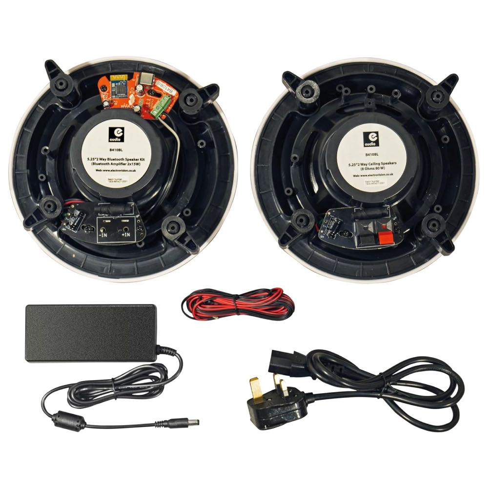 Bluetooth Active 5.25" Ceiling Speaker Kit with Amplifier, PSU & Cables
