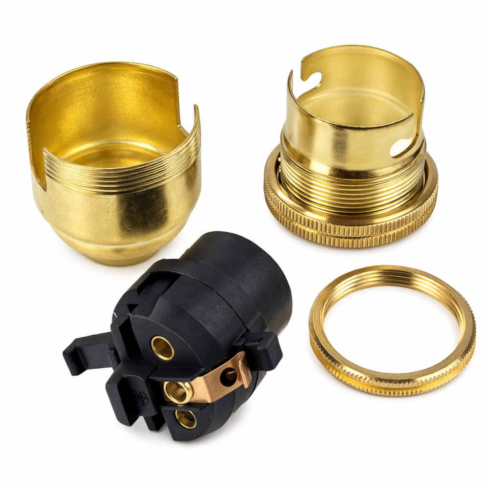 Brass BC | B22 | Bayonet Cap Lamp Holder – 10mm / 1/2” Thread (Switched / Non-Switched)