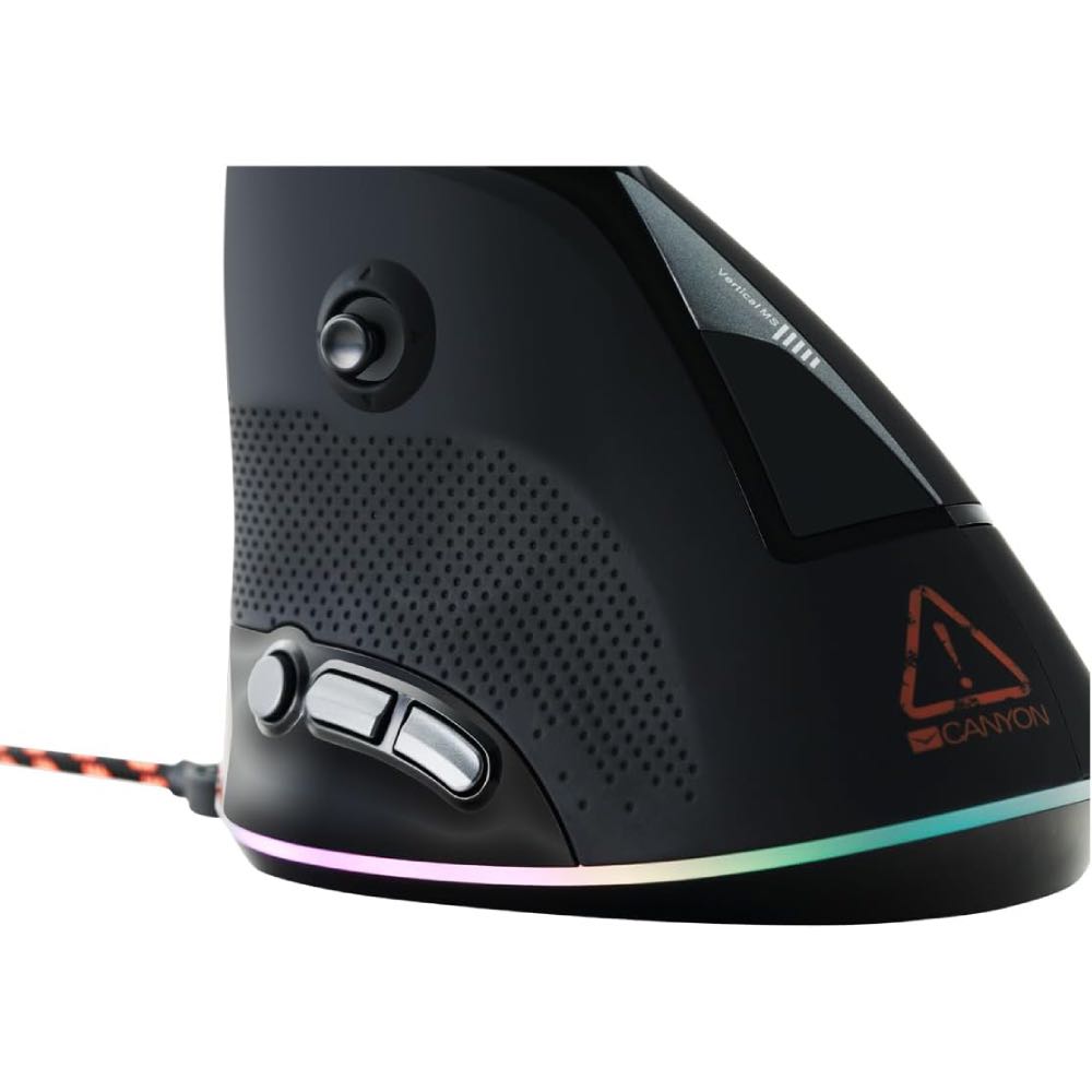 CANYON Emisat Vertical 7 Button Ergonomic RGB Optical Gaming Mouse (Black)