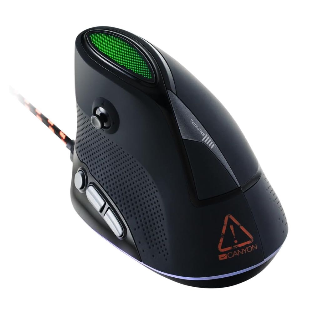 CANYON Emisat Vertical 7 Button Ergonomic RGB Optical Gaming Mouse (Black)