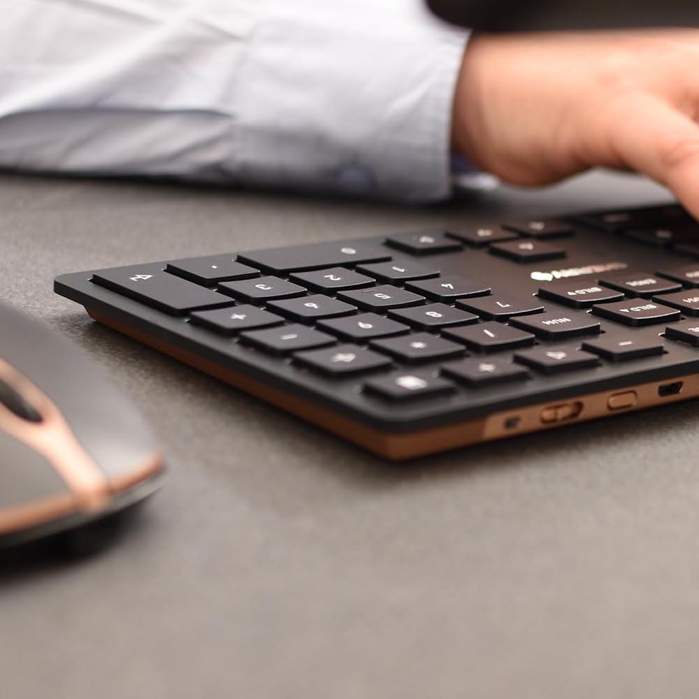 CHERRY DW 9100 Slim Wireless Keyboard & Mouse Set – Premium Dual-Mode Design (Black/Bronze)