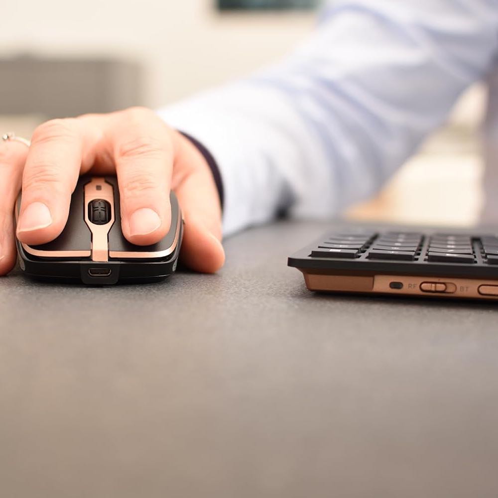 CHERRY DW 9100 Slim Wireless Keyboard & Mouse Set – Premium Dual-Mode Design (Black/Bronze)