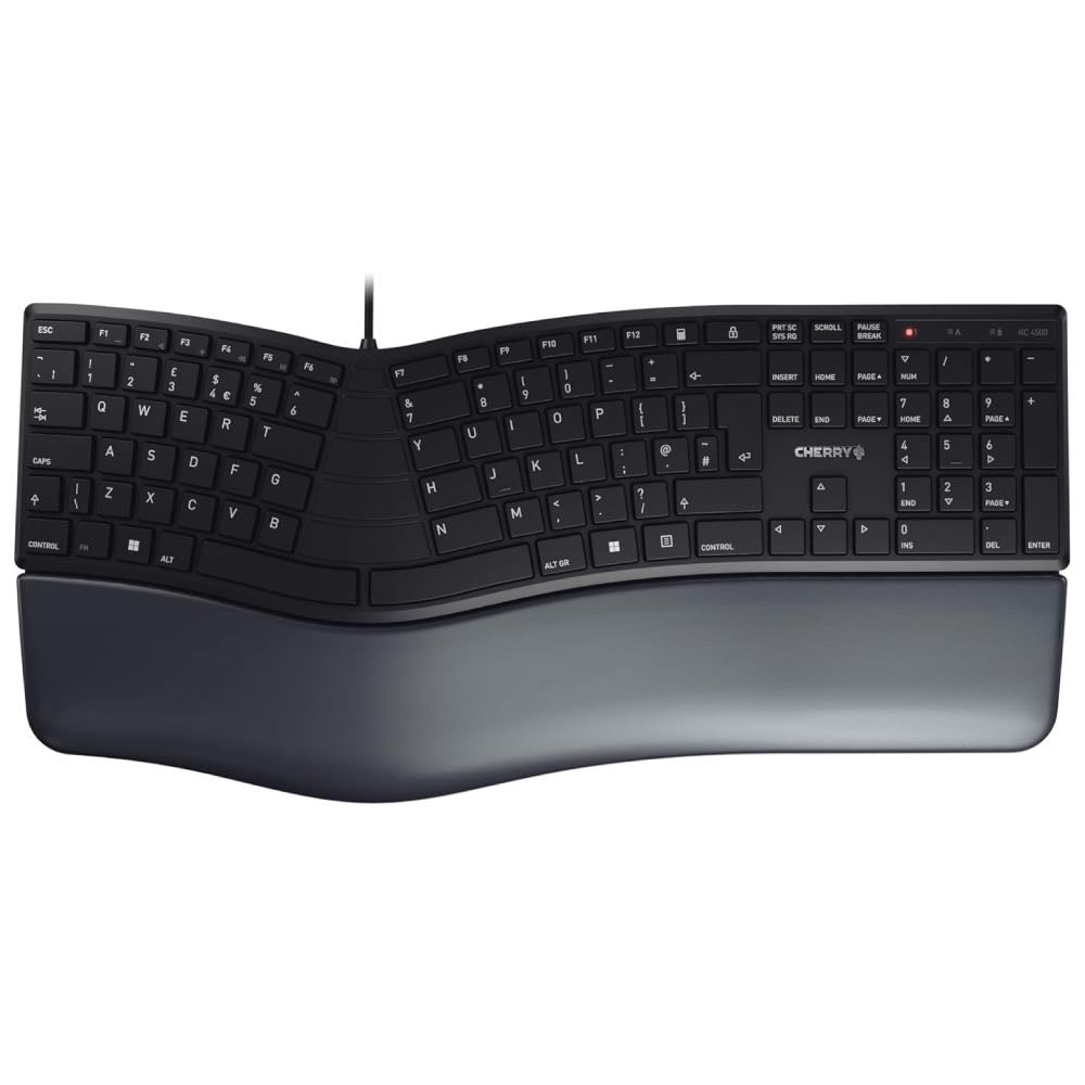 CHERRY KC 4500 ERGO Wired Ergonomic Split-Layout Curved UK Keyboard (Black)