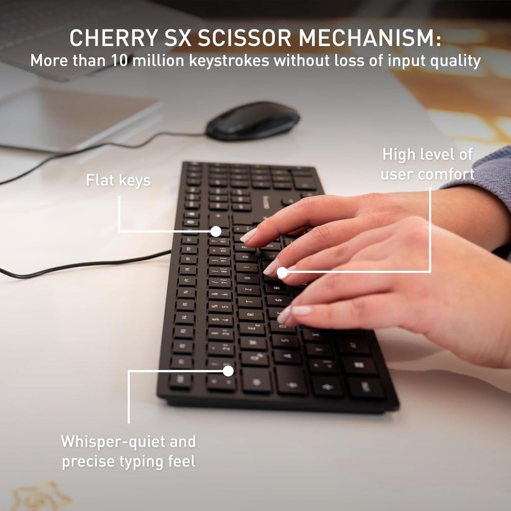 CHERRY KC 6000 Ultra-Slim Wired UK Keyboard with Scissor Keys – Black