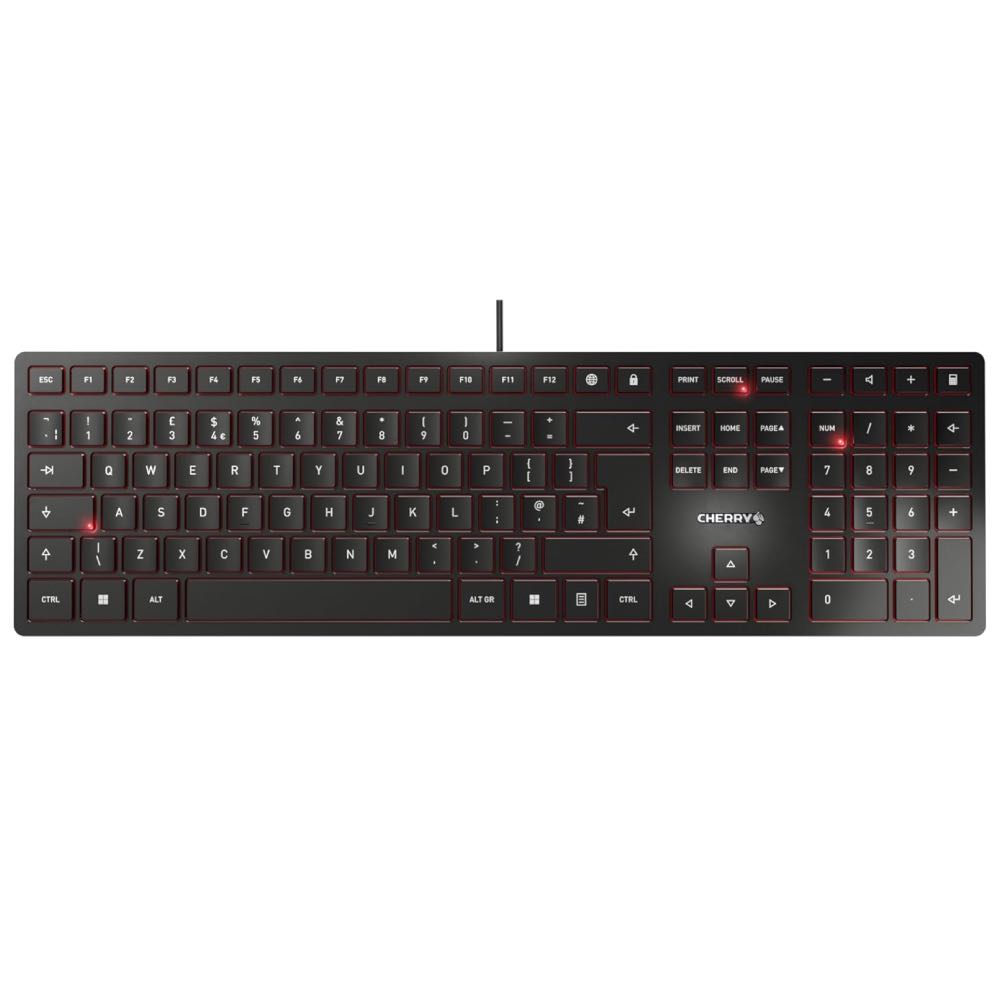 CHERRY KC 6000 Ultra-Slim Wired UK Keyboard with Scissor Keys – Silver/White