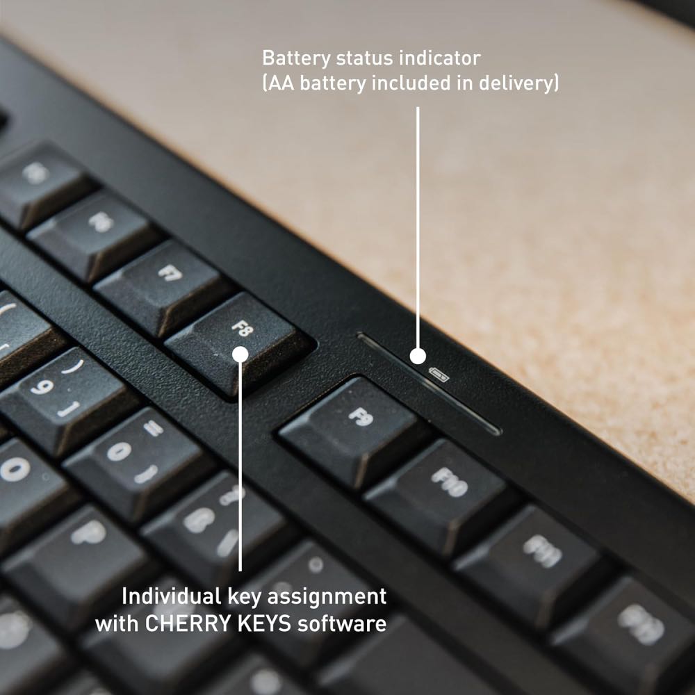 CHERRY KW 3000 Low-Noise Wireless Full-Size UK Keyboard (Black)