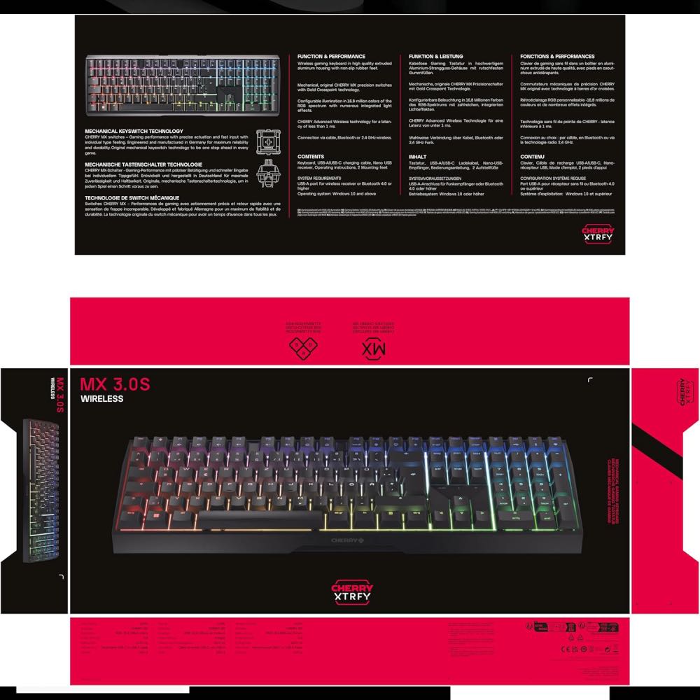 CHERRY MX 3.0S Wireless Mechanical Gaming Keyboard (Full-Size UK Layout)