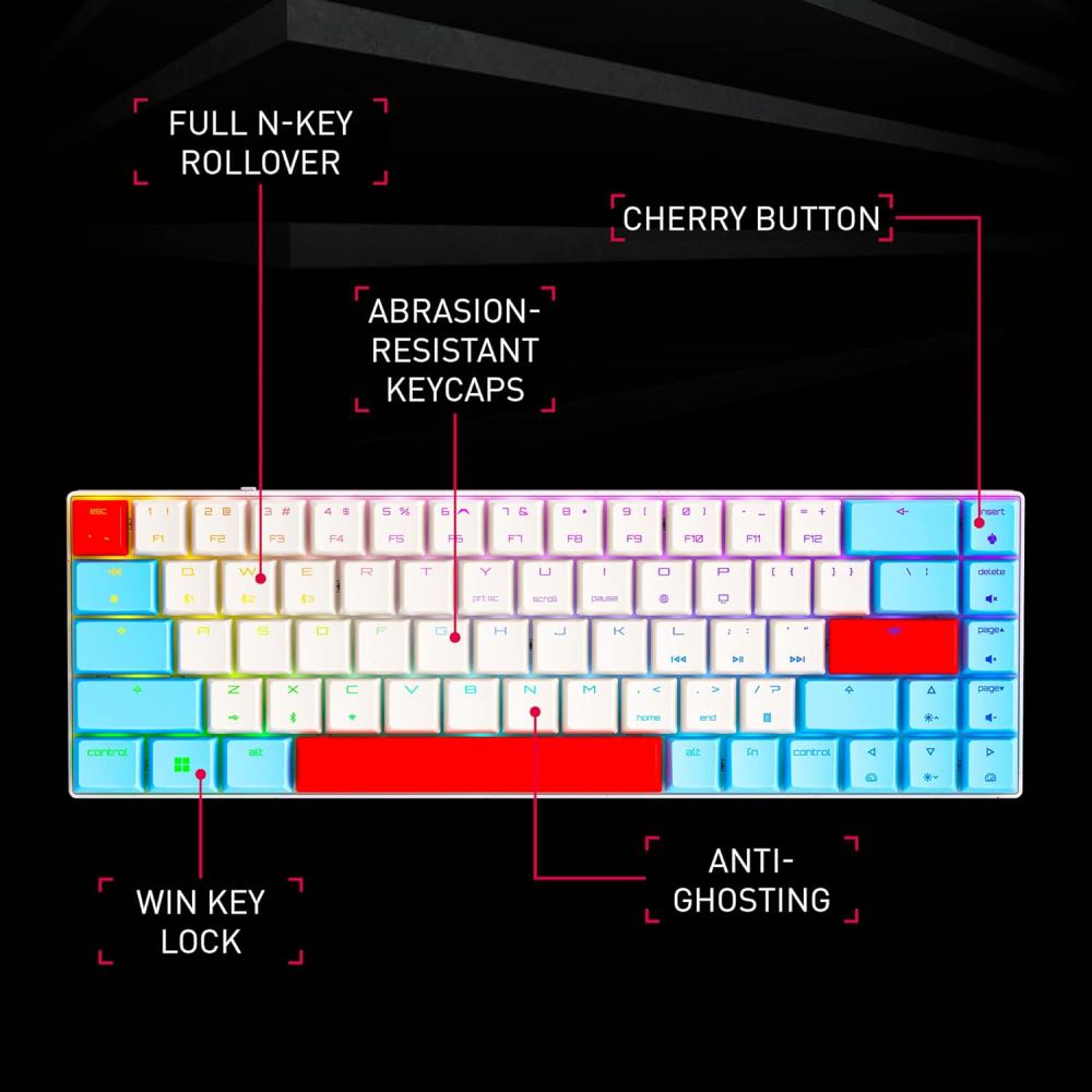 CHERRY MX-LP 2.1 Compact Wireless Mechanical Gaming Keyboard (68-Key UK Layout)