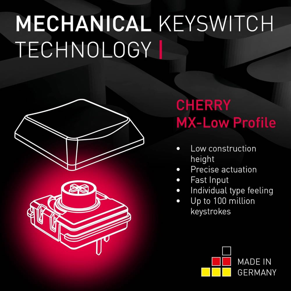 CHERRY MX-LP 2.1 Compact Wireless Mechanical Gaming Keyboard (68-Key UK Layout)