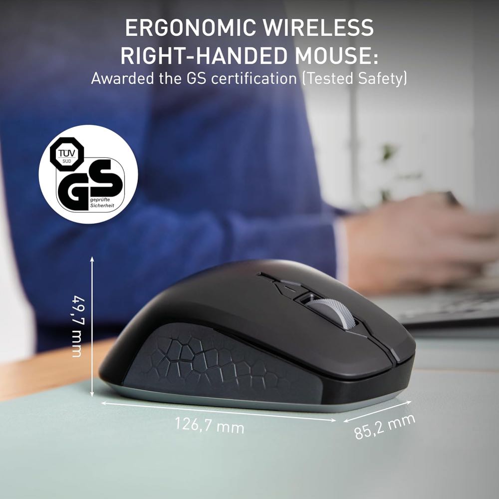 CHERRY STREAM Wireless Comfort Ergonomic RH Mouse (Black)