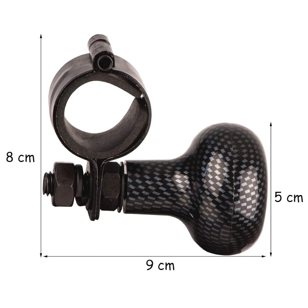Carbon Fibre Look Steering Wheel Spinner Knob with Adjustable One-Hand Control
