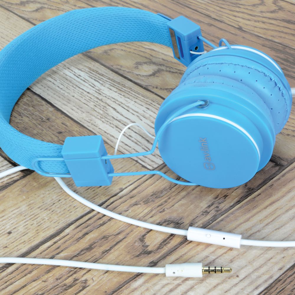 Children’s Headphones with In-Line Microphone, Hands-Free Control & Volume Limiter – Blue