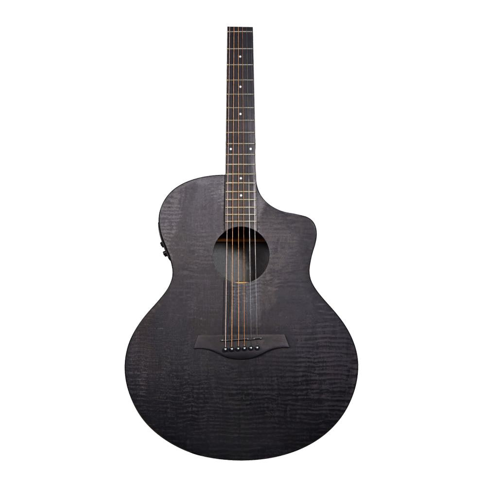 Chord Nomad Series Electro-Acoustic Guitar with EQ & Tuner – Black Quilted Maple