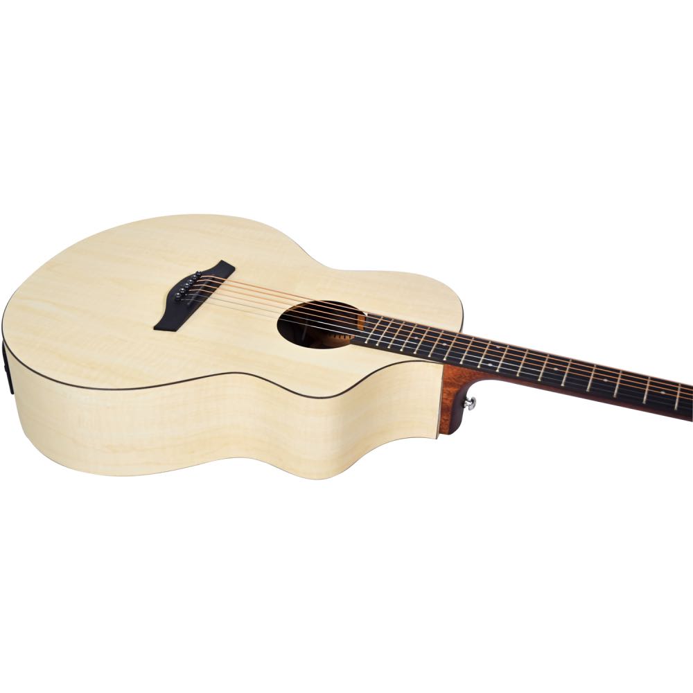 Chord Nomad Series Electro-Acoustic Guitar with EQ & Tuner – White Quilted Maple