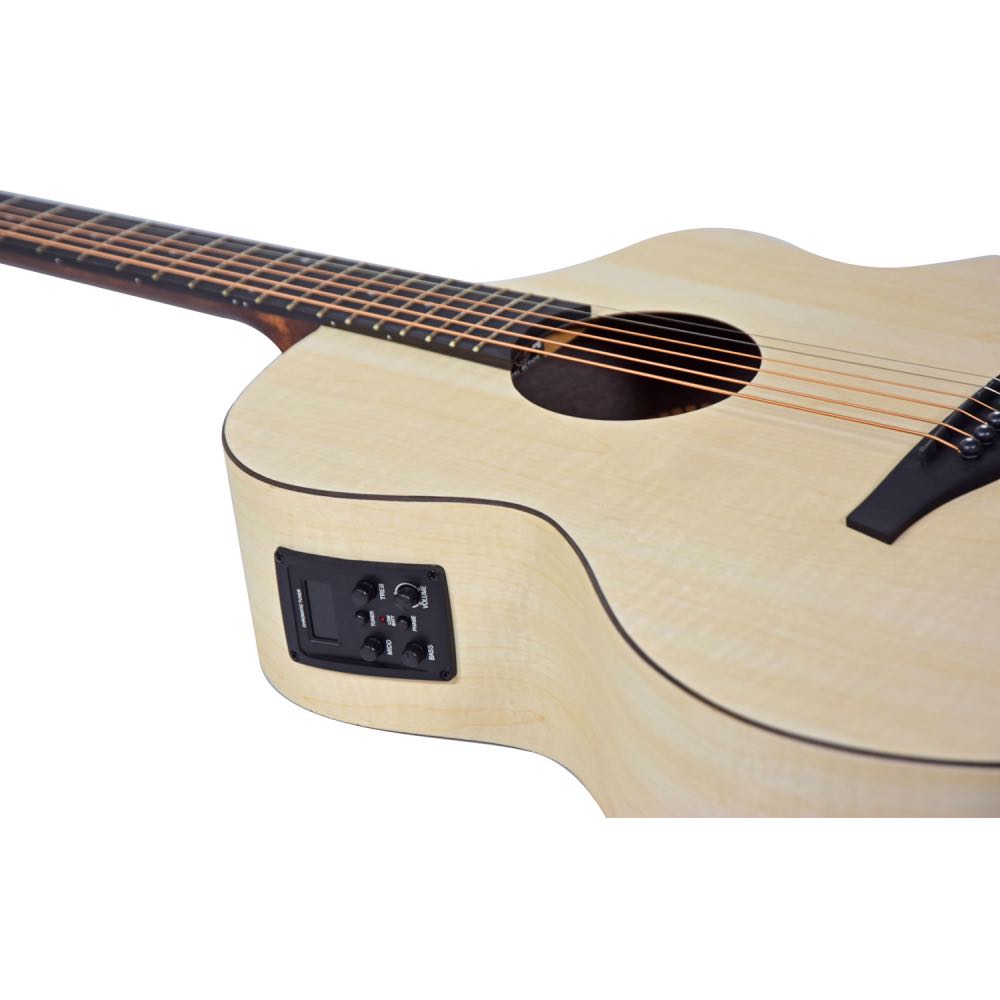 Chord Nomad Series Electro-Acoustic Guitar with EQ & Tuner – White Quilted Maple