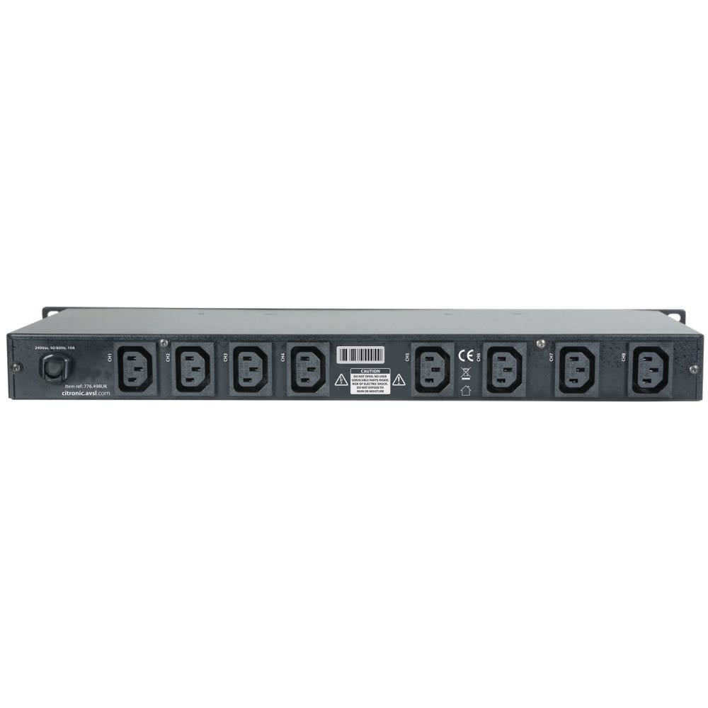 Citronic 1U Rackmount Power Conditioner with 8 IEC Outlets & LED Lamps
