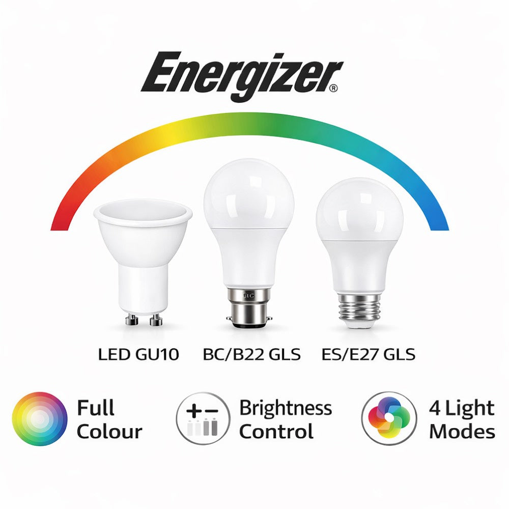 Energizer RGB LED Colour Changing Light Bulb with Remote Control – E27 / B22 / GU10