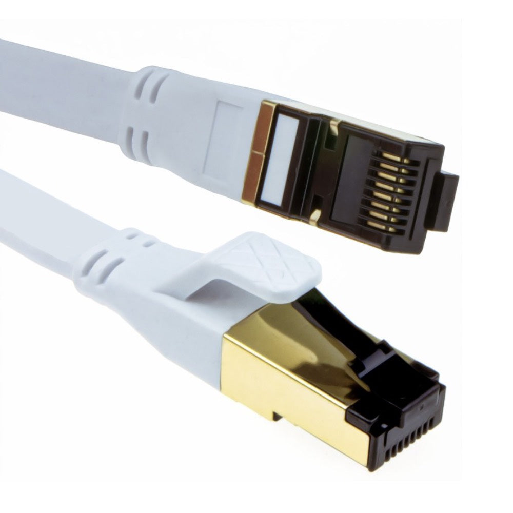 Flat Cat 8 High Speed RJ45 Ethernet LAN Networking Cables White