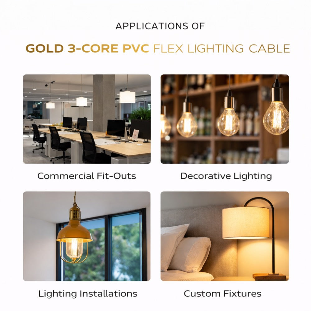 Gold Lighting Cable Flex | Electrical Lighting Cable – 3 Core 0.5mm / 0.75mm