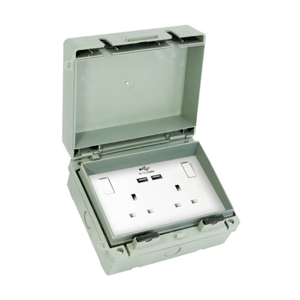 IP65 Heavy-Duty Outdoor Universal Accessory Box – 1G / 2G / Dual (Empty, Socket, USB & RCD Variants)